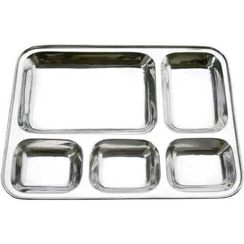 Stainless Steel 5 in 1 Five Compartment Divided Dinner Plate