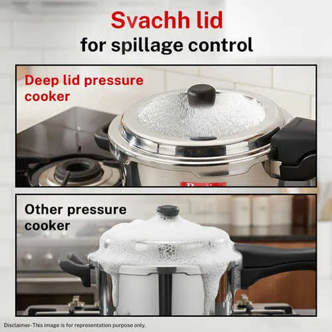 Prestige Deluxe Alpha Svachh Stainless Steel Spillage Control Mini Handi Pressure Cooker, 3 L (Silver)