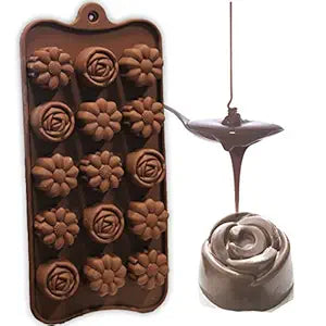 Semora Set of 7 Chocolate Silicon Moulds - Flower, Eyes, Gift, Pyramid Diamond, Round Heart & 3D Square Shape