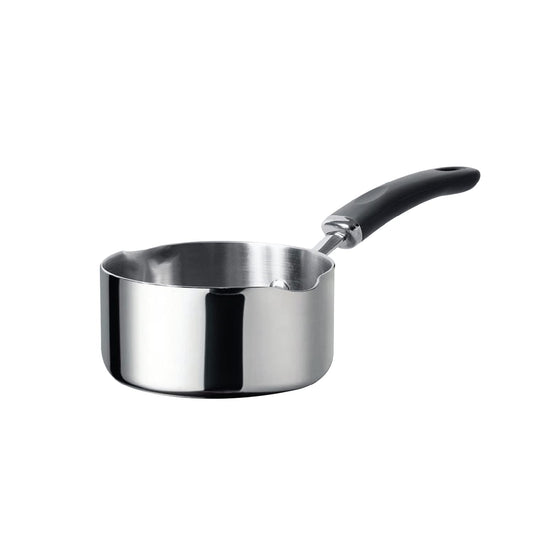 Meyer Trivantage Nickel Free Stainless Steel Triply 14cm Milkpan/Tea Pan | Steel Milkpan/Saucepan with Riveted Handles |10 Years Warranty|14cm/5.5 inches 0.9L Capacity, Silver