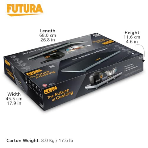 Hawkins Futura Dual Hob Induction Cooktop, 3600-W, Auto Cut-off, Child Lock, Intelligent Boil-Dry Protection, 20 Power Settings, Black (FIC2A1)