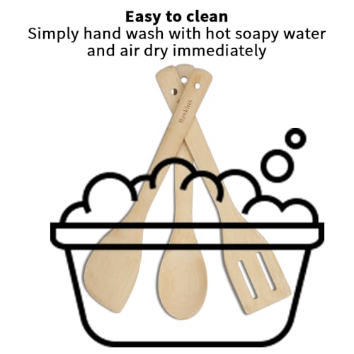 Hawkins Bamboo Spatula Set of 3, Natural Handmade Bamboo Spatulas, Kitchen Tools, Ladles, Turners, Flippers, Scrappers, Servers for Nonstick Cookware (BSPTL3)