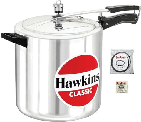 Hawkins 12 Litre Classic Pressure Cooker, Best Inner Lid Cooker, Big Pressure Cooker, Silver (CL12) Aluminium
