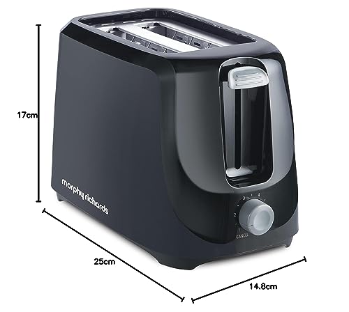 Morphy Richards AT 200 Bread Toaster|700W Toaster 2 slices|6 Different Browning Controls|Removable Crumb Tray|Cool Touch Body With Anti-Skid Feet|Wider Slots & Hi-Lift Feature|Black