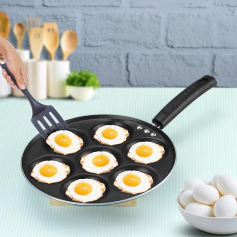 Vinod Zest Stick Free Mini Uttapam Pan with 7 Cavities – Appam Patra for Mini Uthappam, Idli, Pancake | Aluminum Multi Snack Maker | Gas Stove Compatible | Bakelite Handle | 1 Year Warranty