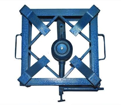 Metal Carbon Steel Manual Gas Bhatti/Stove (1 Burner, Blue, 12''X12'')