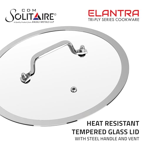 CDM Solitaire Trio Set Triply Stainless Steel 3Pcs Induction Cookware Set, Tea Pan 14cm, Frypan 22cm, Kadai with Lid 22cm, Even & Fast, Induction & Gas Ready, 5 Yrs Warranty by Manufacturer