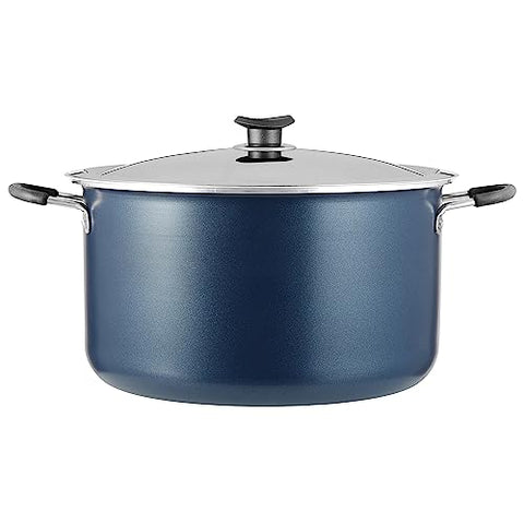 Vinod Zest Non Stick Dum Biryani Pot - 14 Litre, 32 cm | 4 mm Extra Thick | 3 Layer Coating | Metal Spoon Friendly | Bakelite Handle | Gas Base | 1 Year Warranty - Blue