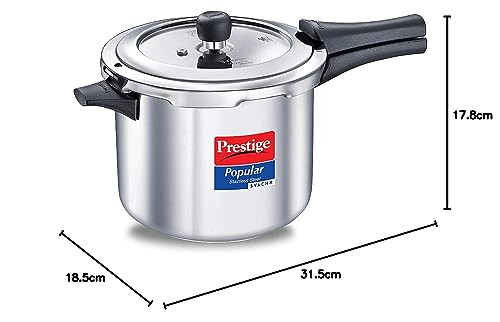 Prestige 2 Litre Stainless Steel Popular Svachh Outerlid Pressure Cooker | Deep lid for spillage control|Gas & Induction Compatible|Controlled Gasket Release System|5 Years warranty|ISI Certified