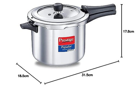Prestige 2 Litre Stainless Steel Popular Svachh Outerlid Pressure Cooker | Deep lid for spillage control|Gas & Induction Compatible|Controlled Gasket Release System|5 Years warranty|ISI Certified