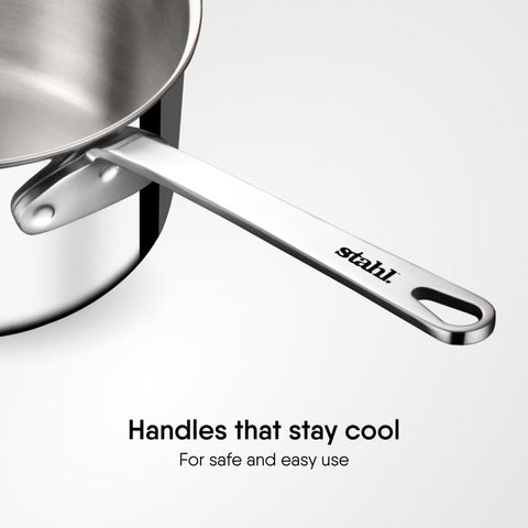 Stahl Artisan Triply Stainless Steel Mikro Saucepan, Mini Milk Pan, 1 Cup Tea/Coffee Pan, Induction & Gas Stove Compatible, 450 ml