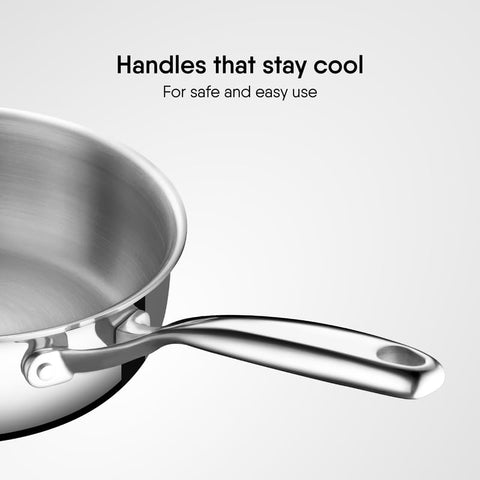Stahl Artisan Triply Stainless Steel SautePan with Lid, Induction pan, Saute Fry Pan, Multipan,Stir Fry pan,1.8 L, 20 cm
