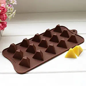 Semora Set of 4 Chocolate Silicon Moulds - Flower Shape, Pyramid Diamond, Round & 3D Square Shape