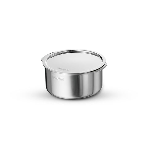 Tramontina Aeion Triply 18cm / 2.2 L Tope with SS 304 Lid | Healthy, Non Toxic | Extended Grip | Bhagona | Tapeli | Patila | Boiling Milk/Water | NSF Certified | 10 Year Warranty