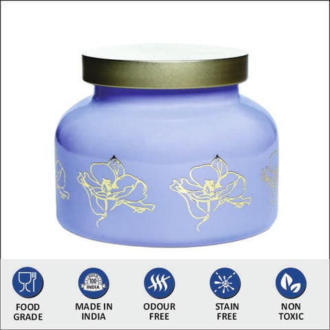 Yera Set of 2 Viviana Glass Jars(760ml) | Containers with Luxurious Metallic Lids, Adorned with Opulent Golden Foil Print | Lavender