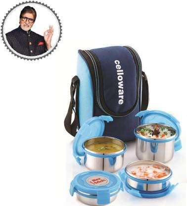 Cello Max Stainless Steel Fresh Prime 4 Lear Lunch (Blue)