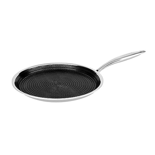 Bergner Hitech TriPly Stainless Steel 28 cm Dosa Tawa, Non Stick Prism Dosa Tawa, Induction Bottom and Gas Ready, Metal Spatula Friendly, 2-Year Warranty