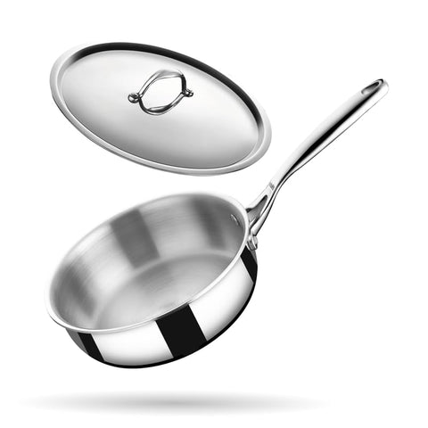 Stahl Artisan Triply Stainless Steel SautePan with Lid, Induction pan, Saute Fry Pan, Multipan,Stir Fry pan,1.8 L, 20 cm