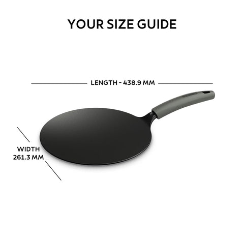 TRAMONTINA TITANEX 26cm Pre-Seasoned Cast Iron Concave Tawa | Tawa for Roti, Phulka, Paratha | Gas/Induction Compatible Cookware | Non-Slip Grip | Superior Heat Retention | Life-Time Warranty