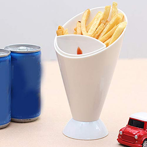 Milton French Fry Holder and Ketchup Cups Set 2 in 1 | French Fry Cone Dipping Cups for French Fries and Veggies | Fries Cup with Dipping Container French Fries Holder, Potato Chips Cup for Home Restaurant