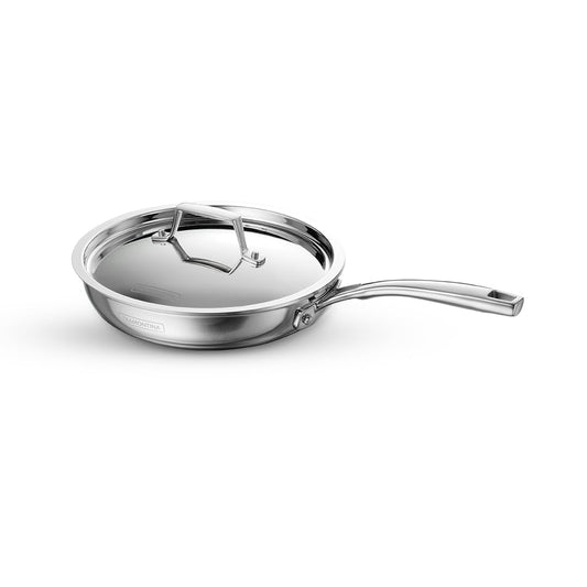 TRAMONTINA Stainless Steel Aeion Triply 24Cm Fry Pan with SS 304 Lid,Healthy,Non Toxic,Omelette Pan,Saute,Induction Friendly,Stay Cool Handle,NSF Certified,10 Year Warranty*