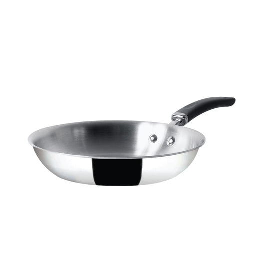Meyer Trivantage Nickel Free Stainless Steel Triply Frypan | Steel Pan for Cooking | Fry pan Tri ply with Heavy Bottom | Gas and Induction Base, 28cm/ 2.97 Litre, Silver