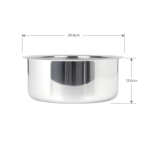 Meyer Triply Stainless Steel Tope with SS 304 Lid | Healthy, Non Toxic | Extended Grip | Bhagona | Tapeli | Patila | for Boiling Milk/Water | 26 CM/6.9 litres Capacity | 10 Year Warranty | Silver