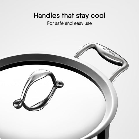 Stahl Triply Stainless Steel Artisan Cook & Serve Casserole with Lid, 20cm, 2.2 Liter (Serves 3-4 People)