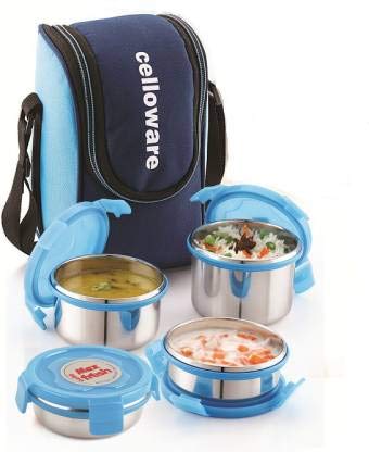Cello Max Stainless Steel Fresh Prime 4 Lear Lunch (Blue)