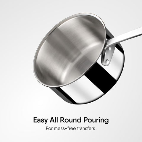 Stahl Artisan Triply Stainless Steel Mikro Saucepan, Mini Milk Pan, 1 Cup Tea/Coffee Pan, Induction & Gas Stove Compatible, 450 ml