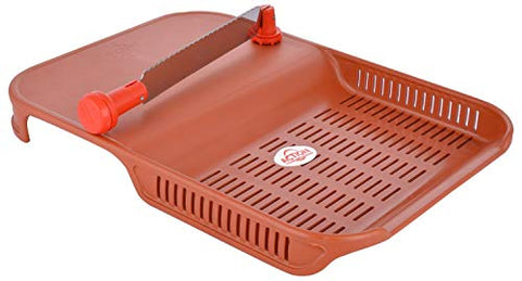 ACTIONWARE Heavy ABS Plastic Cut-N-Wash Chopping Board for Vegetables and Fruits, Cutting Board, Slicing Board for Kitchen with Knife, Brown for Multipurpose Use - [Pack of 1 | Brown] Medium