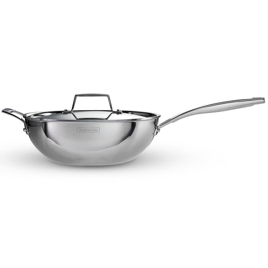 TRAMONTINA Aeion Triply 26cm / 3.7 L Wok with SS304 Lid Stir-Fry | Saute | Noodles | Fried Rice | Induction Friendly | Stay Cool Handle | NSF Certified | 10 Year Warranty