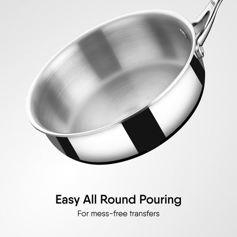 Stahl Artisan Triply Stainless Steel SautePan with Lid, Induction pan, Saute Fry Pan, Multipan,Stir Fry pan,1.8 L, 20 cm