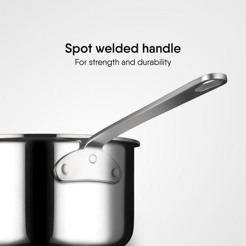 Stahl Artisan Triply Stainless Steel Mikro Saucepan, Mini Milk Pan, 1 Cup Tea/Coffee Pan, Induction & Gas Stove Compatible, 450 ml