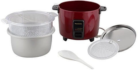 Panasonic SR-WA10HS | 1.0 Litre Capacity or 600 Grams Raw Rice Cooking | 450 Watts | Automatic Rice Cooker |Auto Switch Off | With Steamer | 5 hours Keep Warm | (Burgundy)