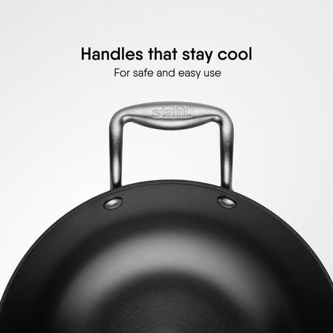 Stahl Blacksmith Plus Cast Iron Kadhai, Light Weight Iron Kadai, Nitrided Kadai for Cooking, Induction & Gas Stove Compatible, 1.3 L, 20 cm
