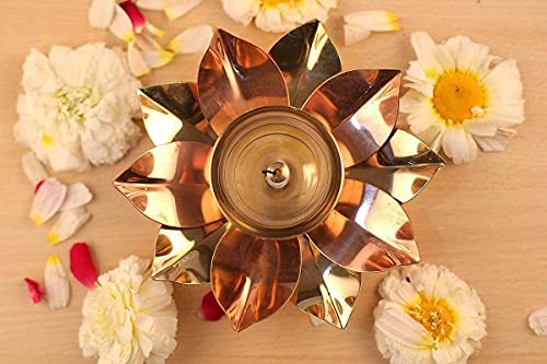 Brass Lotus Akhand Diya | Traditional Worship and Pooja Oil Lamp | Perfect Gift Idol | Home Decor