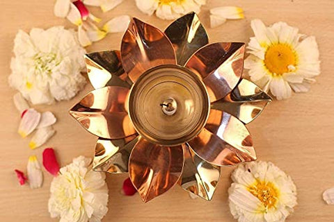 Brass Lotus Akhand Diya | Traditional Worship and Pooja Oil Lamp | Perfect Gift Idol | Home Decor