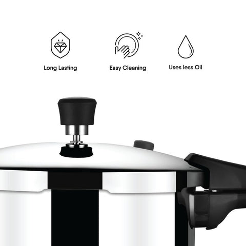 Stahl Xpress Triply Pressure Cooker Combo 2.5 Liters Broad & 3 Liters Tall | Stainless Steel Outer Lid Induction and Gas Stove Compatible | 5 Years Warranty
