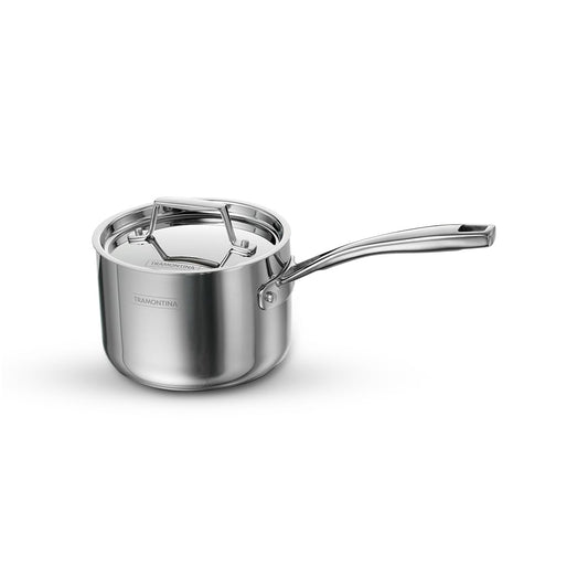 Tramontina Aeion Triply 14cm / 1.5 Liter Stainless Steel Sauce Pan with SS 304 Lid | Healthy, Non Toxic | Milk Pan/Tea Pan | Induction Friendly | Stay Cool Handle | NSF Certified | 10 Year Warranty