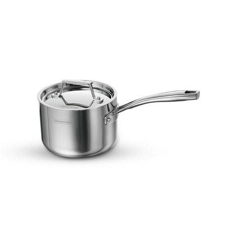 Tramontina Aeion Triply 16cm / 2.1 Liter Stainless Steel Sauce Pan with SS 304 Lid | Healthy, Non Toxic | Milk Pan/Tea Pan | Induction Friendly | Stay Cool Handle | NSF Certified | 10 Year Warranty