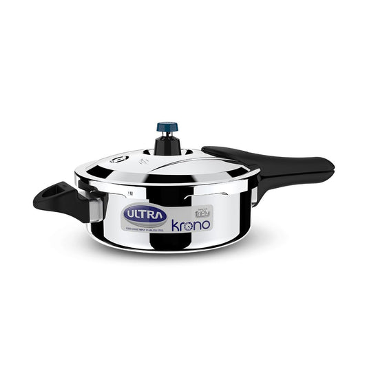 Ultra Triply Krono Pressure Cooker 3.5 Litre | Whistle Counter | Spillage Control | AISI 304 Food Grade Stainless Steel Cooker | 5 Years Warranty | Cooks Fast & Saves Gas | SCTS Technology
