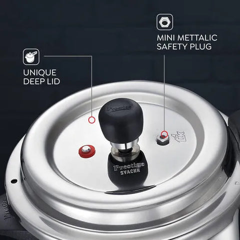 Prestige Deluxe Alpha Svachh Stainless Steel Spillage Control Pressure Cooker, 3.5 L (Silver)
