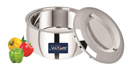 Hot Pot Double Wall Stainless Steel Belly Shape Plain Casserole Serve Casserole (2500 ml)