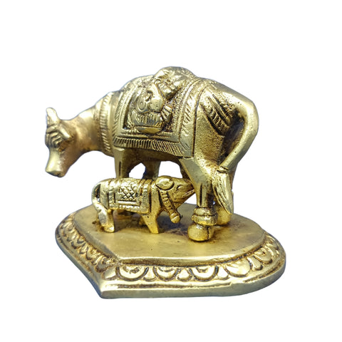 Pure Brass Cow with Calf Decorative Showpiece