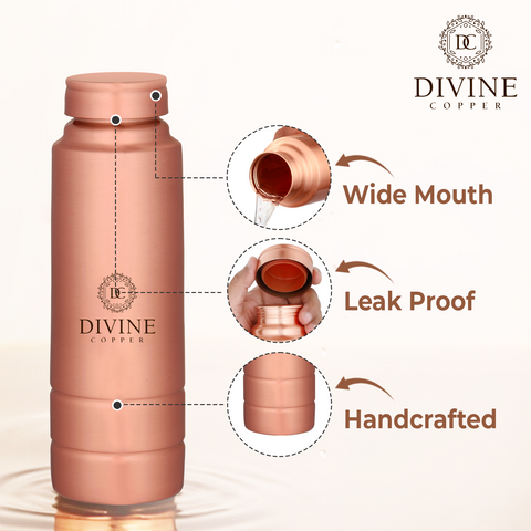 Divine Copper Water Bottle - King Plain 1000ML