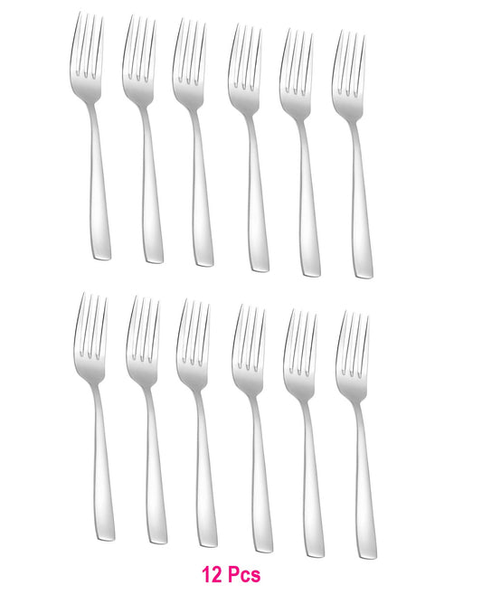 Agromech 12 Pieces Stainless Steel Dinner Fork Set | Heavy Gauge 14G Cutlery | Elegant Design for Home & Kitchen Dining Table