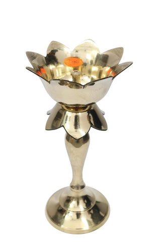 Brass Kamal Diya Stand Lotus Shape(Big Size),Table Diya Set (Height: 9.5 inch)
