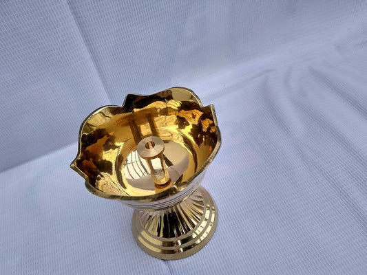KAMAL ROSE Akhand Stand Deep No.5 | Brass Akhand Diya for Puja & Home Décor