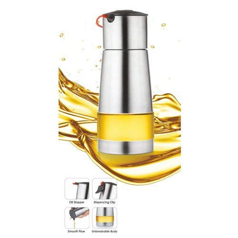 JVL Stainless Steel Oil Stoppers Pourers Dispenser With Flow Control 500 ml